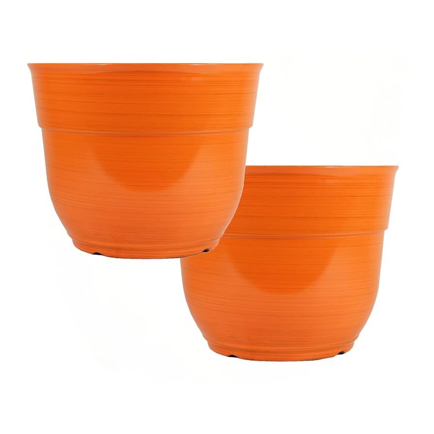 鉢・プランター BOTANIZE PLA POT ORANGE SQUARE 2pcs Vibrant Orange Ceramic Planter Set